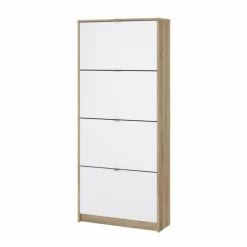 Shoes Skoskab 4 klaplåger m. 1 rum - Ege struktur/Hvid