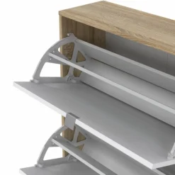 Shoes Skoskab 4 klaplåger m. 1 rum - Ege struktur/Hvid