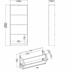 Shoes Skoskab 4 klaplåger m. 1 rum - Ege struktur/Hvid
