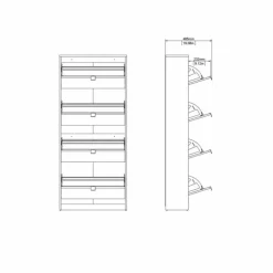 Shoes Skoskab 4 klaplåger m. 1 rum - Ege struktur/Hvid