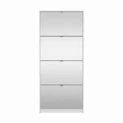 Shoes Skoskab 4 spejl klaplåger med 2 rum - Hvid / Hvid