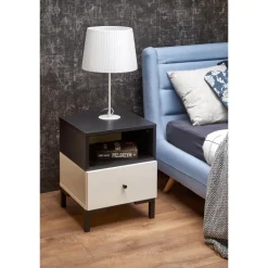 SILVIA natbord, Hvid - Sort