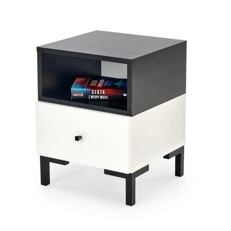 SILVIA natbord, Hvid - Sort