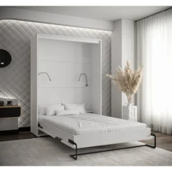 Skabsseng 140x200 cm – Nordica i Hvid/Sort med LED