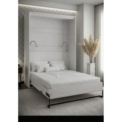 Skabsseng 160x200 cm – Nordica i Hvid med LED