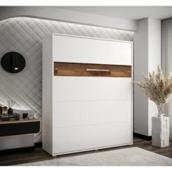 Skabsseng 160x200 cm – Nordica i Hvid/Brun med LED