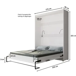Skabsseng 160x200 cm – Nordica i Hvid/Brun med LED