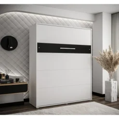 Skabsseng 160x200 cm – Nordica i Hvid/Sort med LED