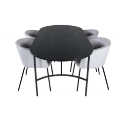 Skate Oval Spisebordssæt - Sort og Lysegrå