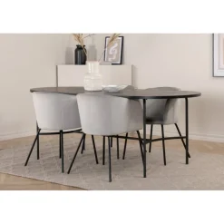 Skate Oval Spisebordssæt - Sort og Lysegrå