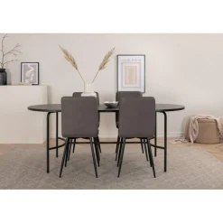 Skate Oval Spisestuesæt - Sort og Grå