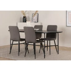 Skate Oval Spisestuesæt - Sort og Grå