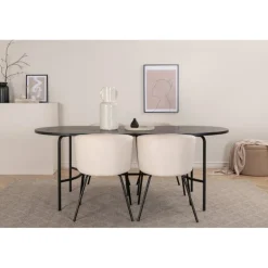 Skate Ovalt spisebordssæt - Beige og Sort