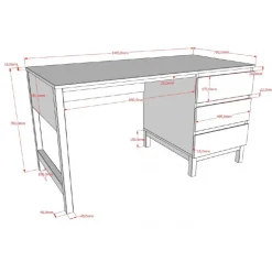 Skrivebord Eva 90 x 200 cm – hvid