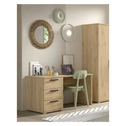 Skrivebord i eg – Sam, 3 skuffer, minimalistisk design