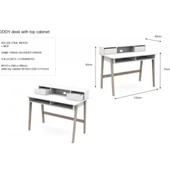Skrivebord i skandinavisk stil – Kiddy, hvid