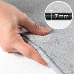 Sky Kortluvet tæppe Ensfarvet - Sølv