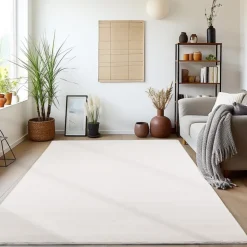 Sky Kortluvet Tæppeløber Ensfarvet - Creme