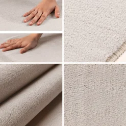 Sky Rund Kortluvet tæppe Ensfarvet - Creme