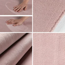 Sky Rund Kortluvet tæppe Ensfarvet - Rosa