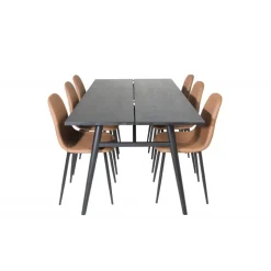 Slankt t Spisebordssæt - Sort og Brun