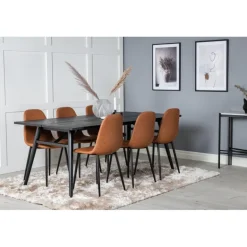 Slankt t Spisebordssæt - Sort og Brun