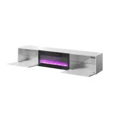 SLIDE Tvbord 200cm med Pejs - Hvid