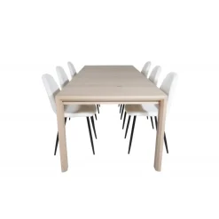 Slider Spisebordssæt - Sort, Natur og Hvid