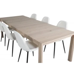 Slider Spisebordssæt - Sort, Natur og Hvid