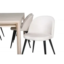 Slider t Spisebordssæt - Beige, Sort og Natur og Hvid