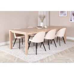 Slider t Spisebordssæt - Beige, Sort og Natur og Hvid