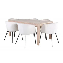 Slider t Spisebordssæt - Beige, Sort og Natur og Hvid