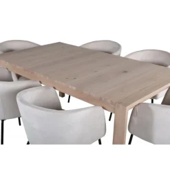 Slider t Spisebordssæt - Beige, Sort og Natur og Hvid