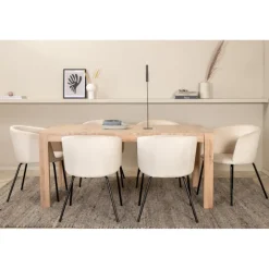 Slider t Spisebordssæt - Beige, Sort og Natur og Hvid