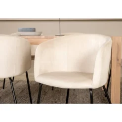 Slider t Spisebordssæt - Beige, Sort og Natur og Hvid