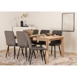 Slider t Spisebordssæt - Sort, Grå, Natur og Hvid