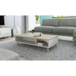 Sofabord 60 LOTTA diamant Hvid/Sonoma eg.