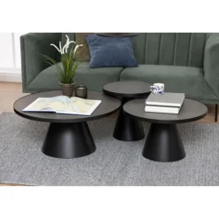 Soli sofabord sort glas