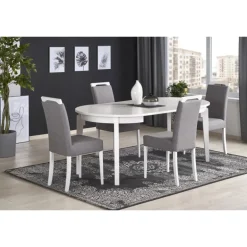 SORBUS Rund Spisebord med udtræk 100cm udvides til 200cm - Hvid