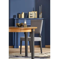 SORBUS Rund Spisebord med udtræk 100cm udvides til 200cm - Eg / grafit