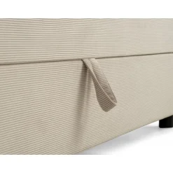 SPACE 7-Zonet 160x200 cm Boksmadras seng med opbevaring Beige Fløjl