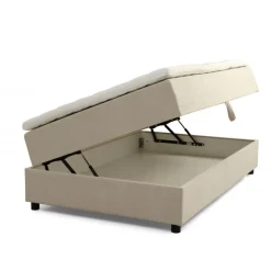 SPACE 7-Zonet 120x200 cm Boksmadras seng med opbevaring Beige Fløjl