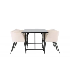 Spisebordssæt Astrid med Berit Spisebordsstole - Beige og Sort