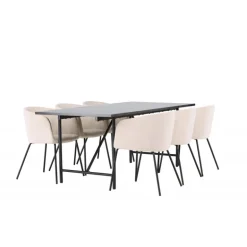 Spisebordssæt Astrid med Berit Spisebordsstole - Beige og Sort