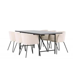 Spisebordssæt Astrid med Berit Spisebordsstole - Beige og Sort