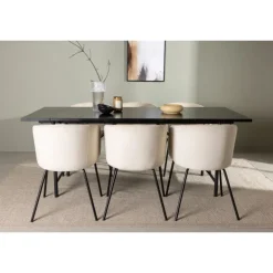 Spisebordssæt Astrid med Berit Spisebordsstole - Beige og Sort
