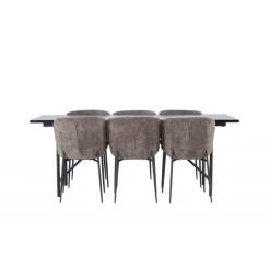 Spisebordssæt Astrid med Modesto Spisebordsstole - Sort og Mørkegrå