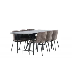 Spisebordssæt Astrid med Modesto Spisebordsstole - Sort og Mørkegrå
