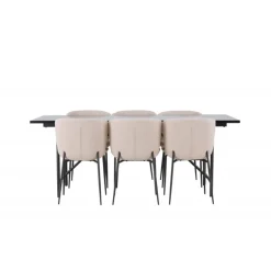 Spisebordssæt Astrid med Spisebordsstole Modesto - Beige og Sort