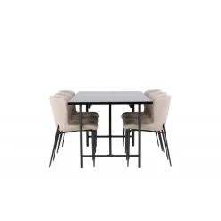 Spisebordssæt Astrid med Spisebordsstole Modesto - Beige og Sort